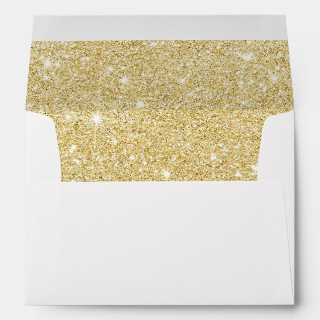 Modern Gold Pineapple Beach Wedding Gold Glitter Envelope (Back (Bottom))