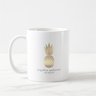 Modern Gold Pineapple Personalised Mug