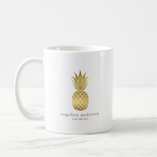 Modern Gold Pineapple Personalised Mug