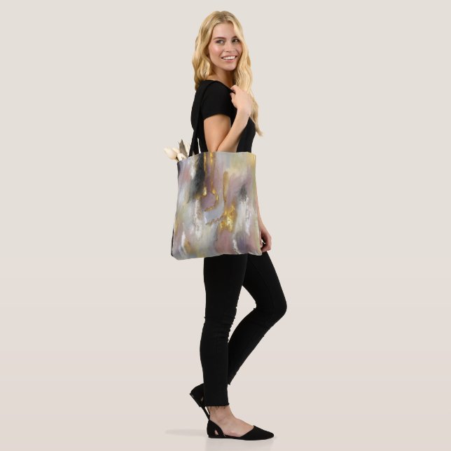 Modern Gold Pink Abstract Art Tote Bag (On Model)