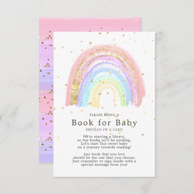 Modern Gold Pink Rainbow Book for Baby Card (Front/Back)