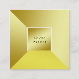 Modern Gold Polygon Geometric Contemporary Square Business Card
