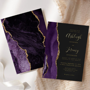 Modern Gold Purple Agate Dark Wedding