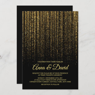 Modern Gold Rain Minimal Wedding Invitation