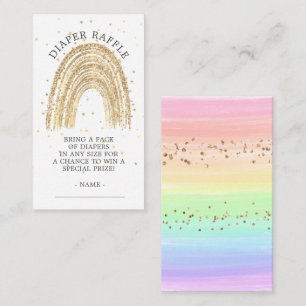 Modern Gold Rainbow Baby Shower Diaper Raffle Enclosure Card