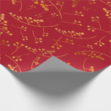 Modern gold red berries illustration pattern