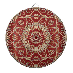 Modern Gold Red Floral Dartboard