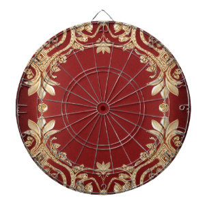 Modern Gold Red Floral Dartboard