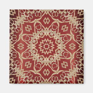 Modern Gold Red Floral Magnet