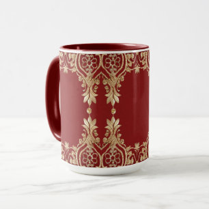 Modern Gold Red Floral Mug