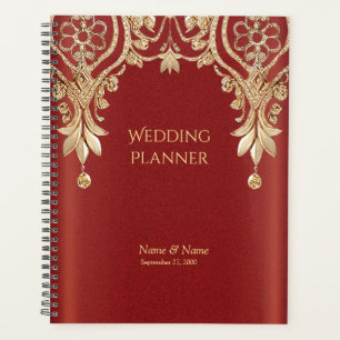 Modern Gold Red Floral Planner