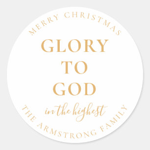 Modern Gold Religious Christmas Gift Classic Round Sticker