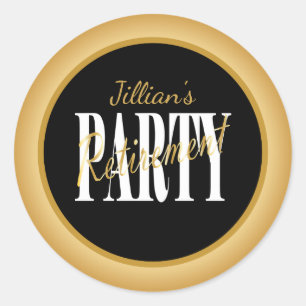 Modern Gold Retirement Party Stickers
