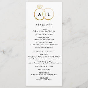 Modern Gold Rings Custom Wedding Program Programme