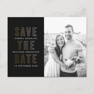 Modern Gold Rings Save the Date Postcard