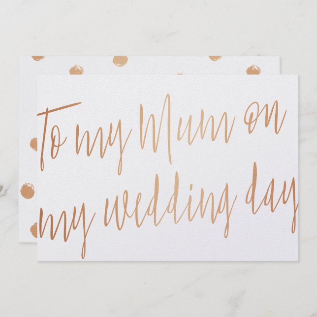 Modern Gold Rose "To my mum on my wedding day" Invitation (Front/Back)