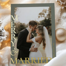 Modern Gold Sage Green Merry Married Photos Script