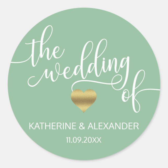 Modern Gold Sage Green THE WEDDING OF Seals (Front)