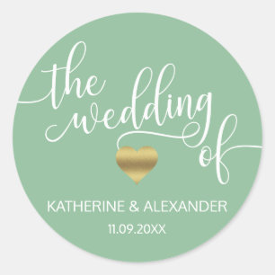 Modern Gold Sage Green THE WEDDING OF Seals