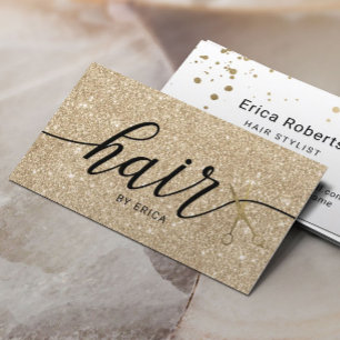 Modern Gold Scissor Elegant Typography Hair Salon Business Card