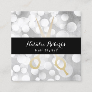 Modern Gold Scissor Hair Salon Silver Appointment Card