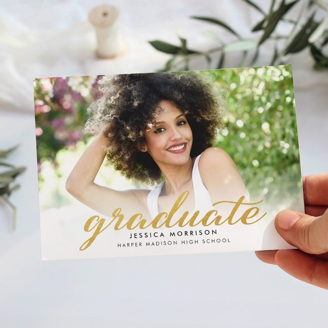 Modern Gold Script 2025 Graduation Announcement (Creator Uploaded)