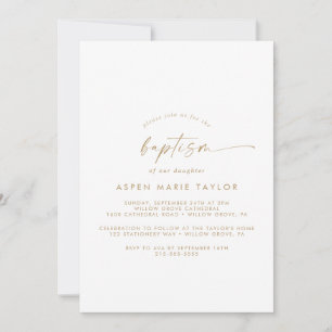 Modern Gold Script Baptism Invitation