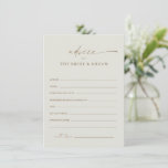 Modern Gold Script Boho Wedding Advice Card<br><div class="desc">Modern Gold Script Boho Wedding Advice Card. Click the personalise button to customise this design.</div>