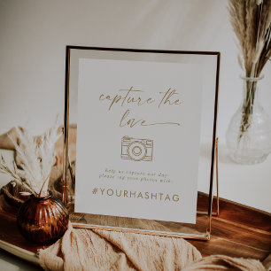 Modern Gold Script Capture The Love Hashtag Sign