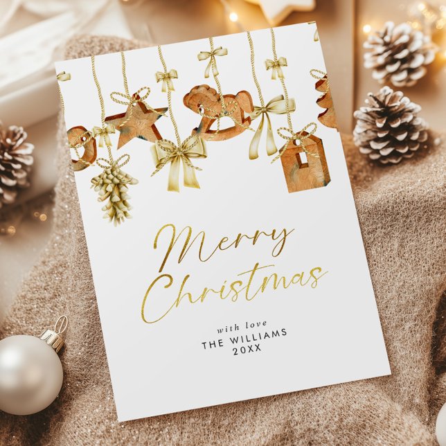 Modern Gold Script Christmas Toys Holiday Card (Creator Uploaded)