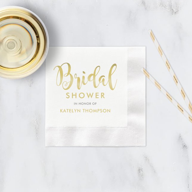 Modern Gold Script Custom Wedding Bridal Shower Napkin (Creator Uploaded)