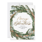 Modern gold script eucalyptus botanical Christmas