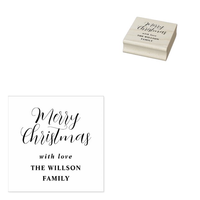 Modern gold script eucalyptus botanical Christmas  Rubber Stamp (Stamped)