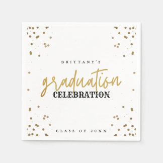 Modern Gold Script Graduation Party Napkins
