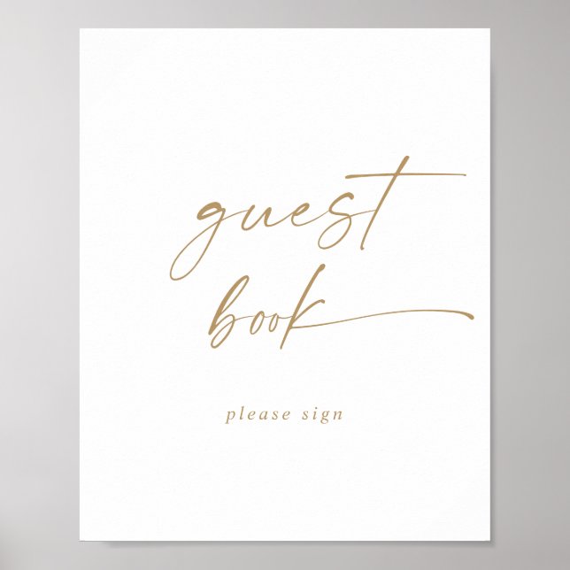 Modern Gold Script Guest Book Sign (Front)