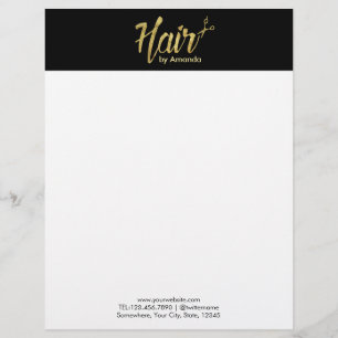 Modern Gold Script Hair Beauty Salon Elegant Customized Letterhead
