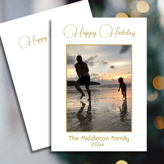 Modern Gold Script Happy Holidays Greeting Holiday Card (Creator Uploaded)