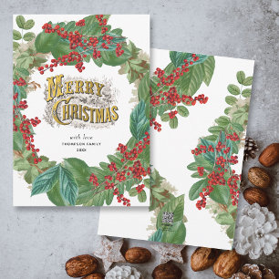 Modern Gold Script Holiday Merry Christmas Card
