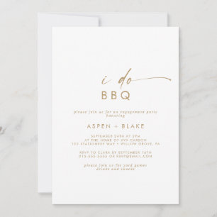 Modern Gold Script I Do BBQ Engagement Party Invitation