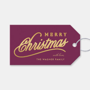 Modern Gold Script Merry Christmas Gift Tags