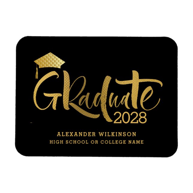 Modern Gold Script Minimalist Graduation Magnet (Horizontal)