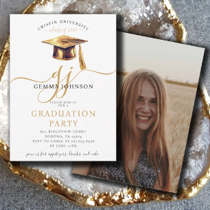 Modern Gold Script Minimalist Graduation Party In Invitation