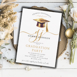 Modern Gold Script Minimalist Graduation Party Invitation