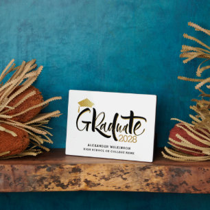 Modern Gold Script Minimalist Graduation Plaque
