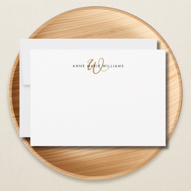 Modern Gold Script Monogram Card (Creator Uploaded)
