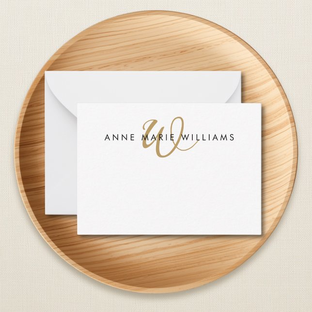Modern Gold Script Monogram Card (Creator Uploaded)