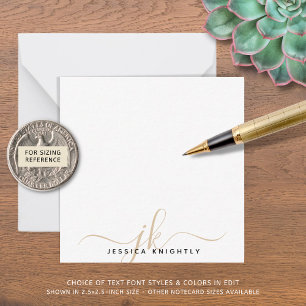 Modern Gold Script Monogram Initials Minimal Note Card