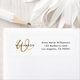 Modern Gold Script Monogram Return Address