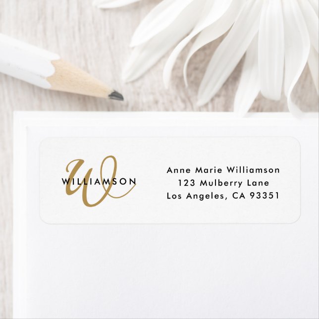 Modern Gold Script Monogram Return Address (Insitu)