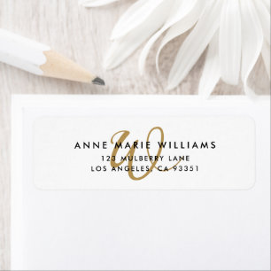 Modern Gold Script Monogram Return Address